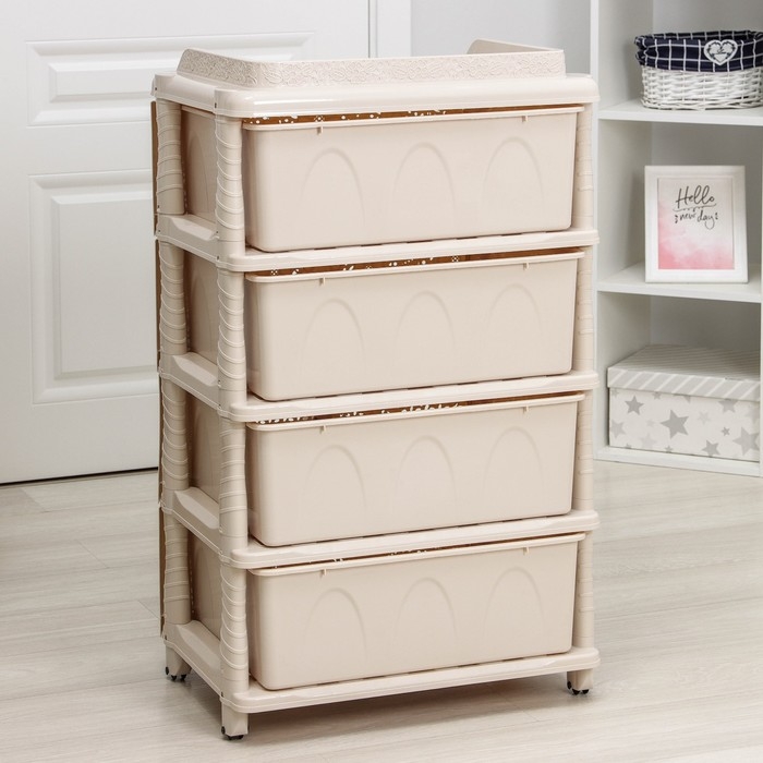 Комод широкий 4-х секционный «Лаура», цвет слоновая кость Комод широкий 4-х секционный «Лаура», цвет слоновая кость