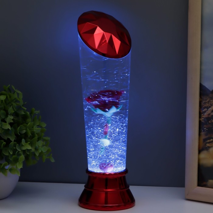 Лава-лампа Лава-лампа "Роза" LED от батареек 3хАА USB красный 7,5х6,5х25см