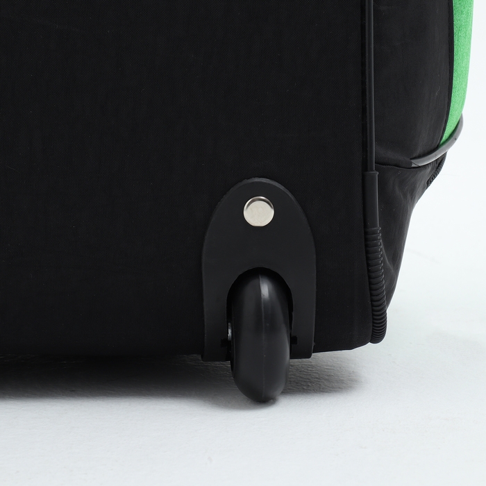 Сумка дорожная на колёсах, отдел на молнии, отдел для обуви, 3 наружных кармана, цвет чёрный/зелёный Сумка дорожная на колёсах, отдел на молнии, отдел для обуви, 3 наружных кармана, цвет чёрный/зелёный