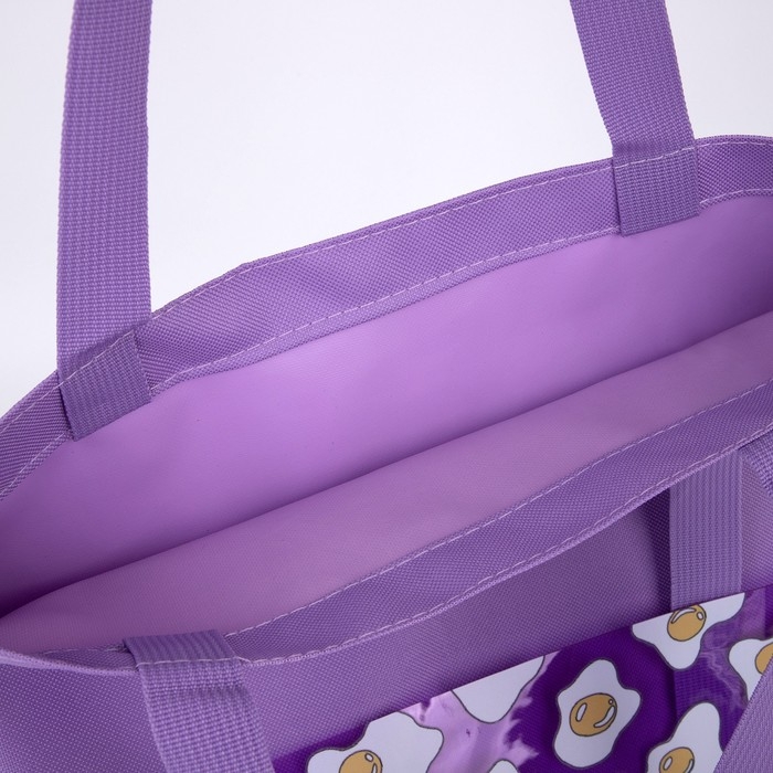 Шопер текстильный «Все, что не делается.» яичница, с карманом 35 х 0,5 х 40 см, цвет сиреневый Шопер текстильный «Все, что не делается.» яичница, с карманом 35 х 0,5 х 40 см, цвет сиреневый