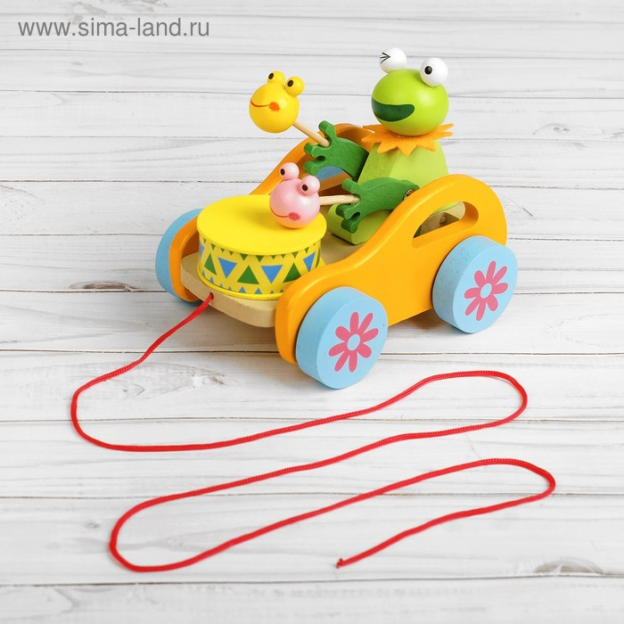 Каталка «Животные с барабанами» на верёвке, МИКС Каталка «Животные с барабанами» на верёвке, МИКС