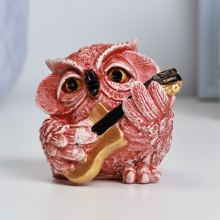 Фигура Фигура "Сова с гитарой" красно-коричневая, 5х5х5см
