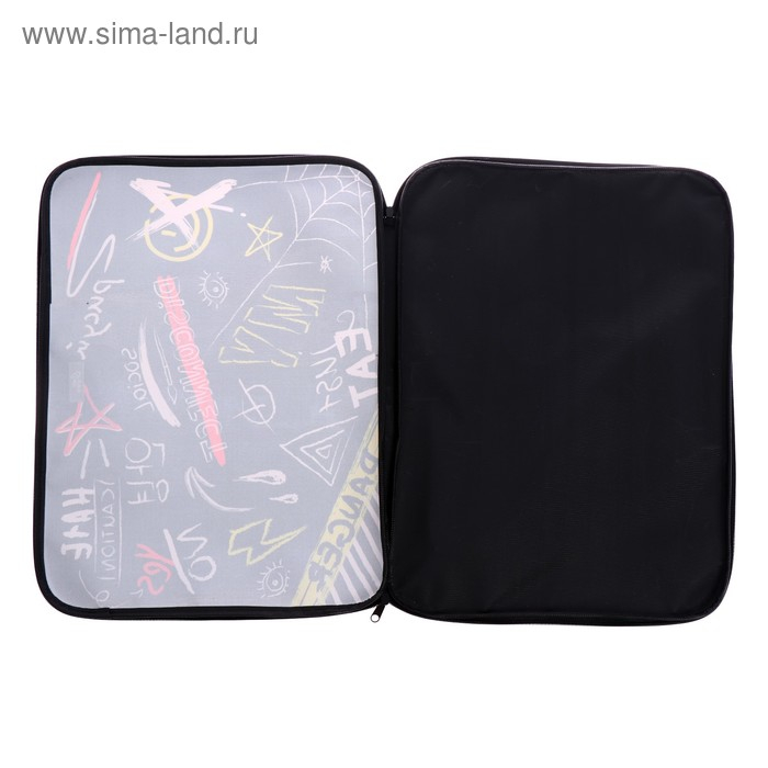 Папка для чертежей и рисунков А3, 470 х 350 х 20 мм, с ручками, текстильная, Calligrata,  Папка для чертежей и рисунков А3, 470 х 350 х 20 мм, с ручками, текстильная, Calligrata, "Надписи"