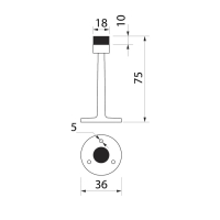 Упор дверной U106AС, Н=75 мм; d=36, цвет медь