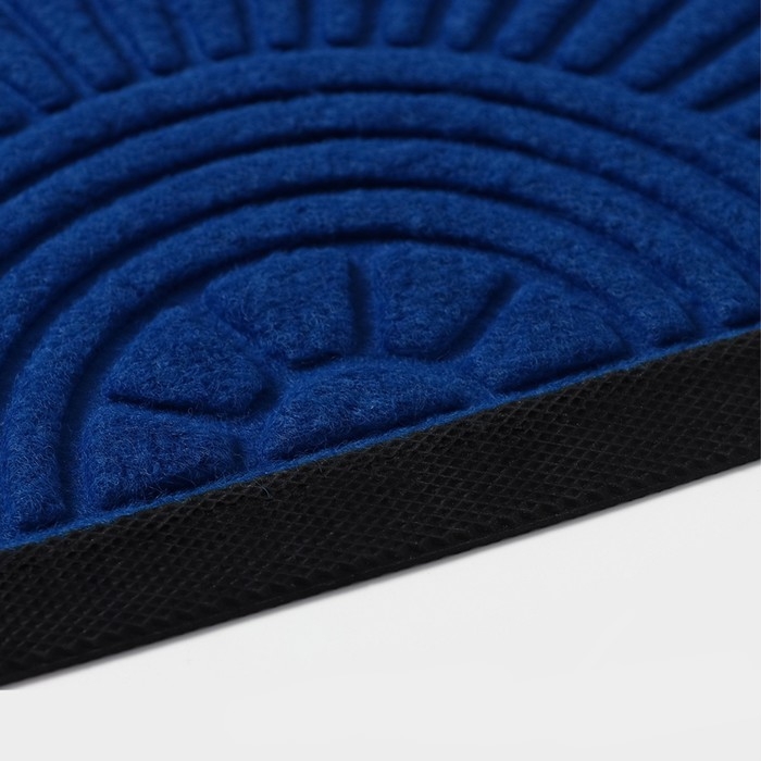 Коврик придверный полукруглый Доляна Welcome арки, 40&times;60 см, с окантовкой, цвет синий