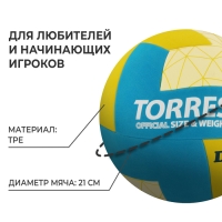 Волейбольный мяч TORRES Dig, V22145, клееный, 12 панелей, р. 5, TPE