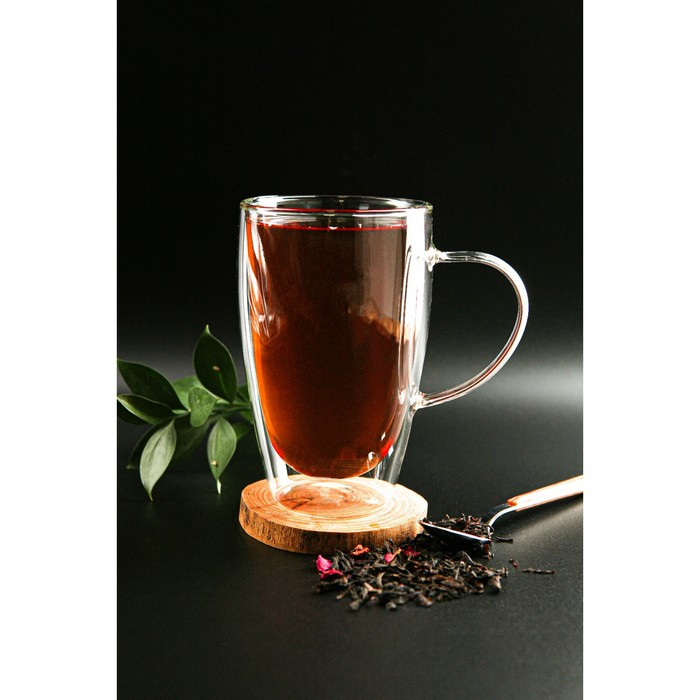 Кружка стеклянная с двойными стенками Magistro «Дуо», 500 мл, 14,5×9×15,5 см Кружка стеклянная с двойными стенками Magistro «Дуо», 500 мл, 14,5×9×15,5 см