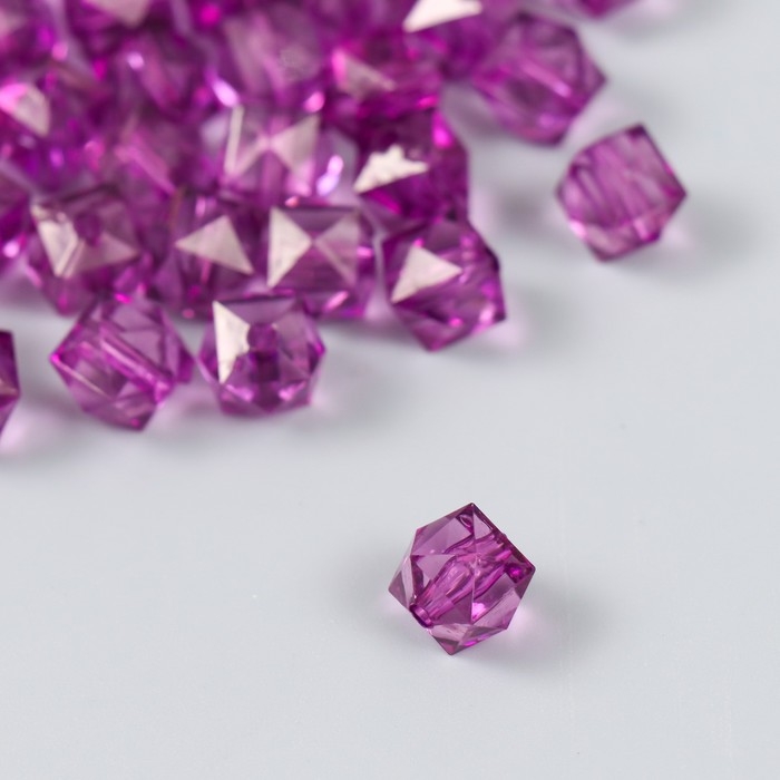 Бусины пластик Бусины пластик "Кристалл многогранник. Ежевичный" прозрачный набор 20 гр 1х1х1 см