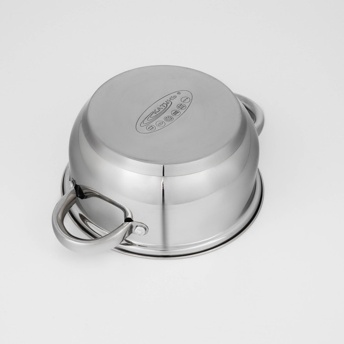 Набор кастрюль «Гретта», 3 предмета: кастрюли 2,2 л, 4,2 л, ковш 1,6 л, капсульное дно, индукция