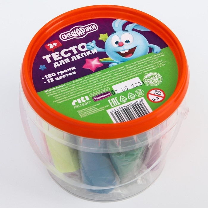 Тесто для лепки, 12 цветов по 15 гр, Смешарики Тесто для лепки, 12 цветов по 15 гр, Смешарики