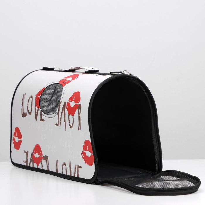 Сумка - переноска для животных  Сумка - переноска для животных "Love",размер L, белая, 53 х 21 х 29 см
