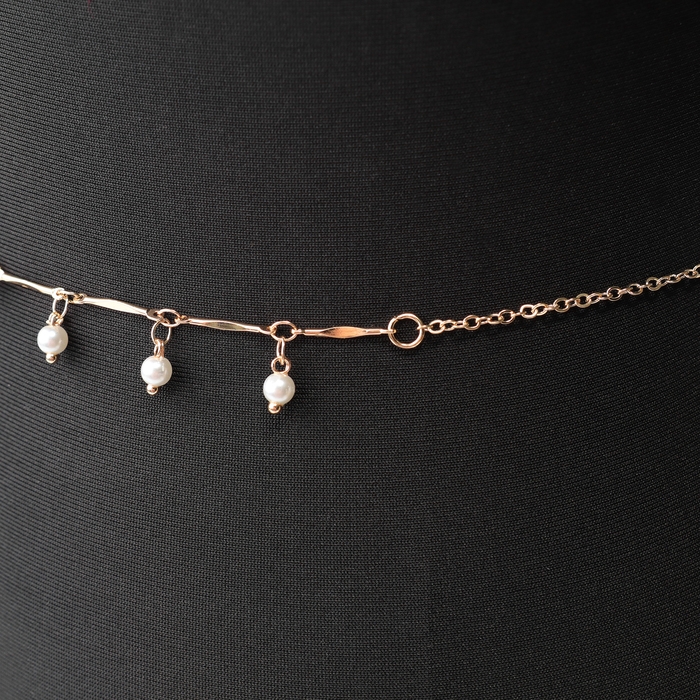 Портупея «Талия» жемчужины, цвет белый в золоте, 68 см + 25 см удлинитель