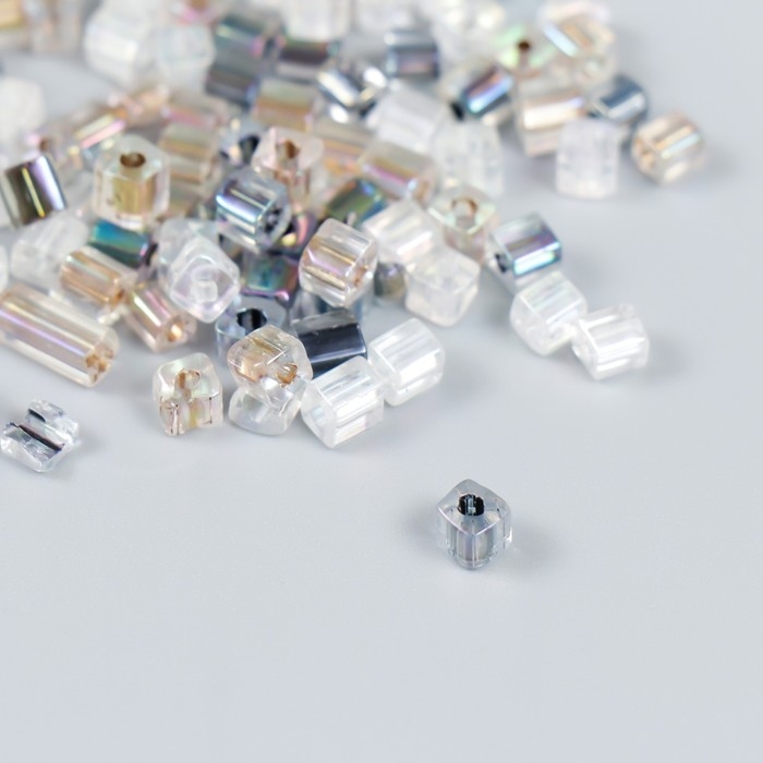 Бисер стекло 6/0  Бисер стекло 6/0 "Кубик. Полупрозрачный. Побережье" 10 гр
