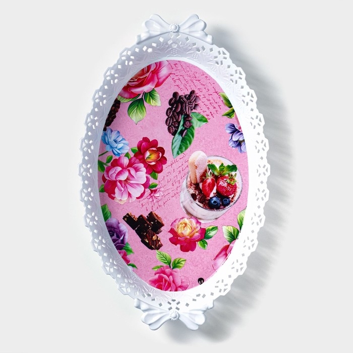 Поднос овальный Доляна «Пастораль», 36×22×5 см, цвет МИКС Поднос овальный Доляна «Пастораль», 36×22×5 см, цвет МИКС