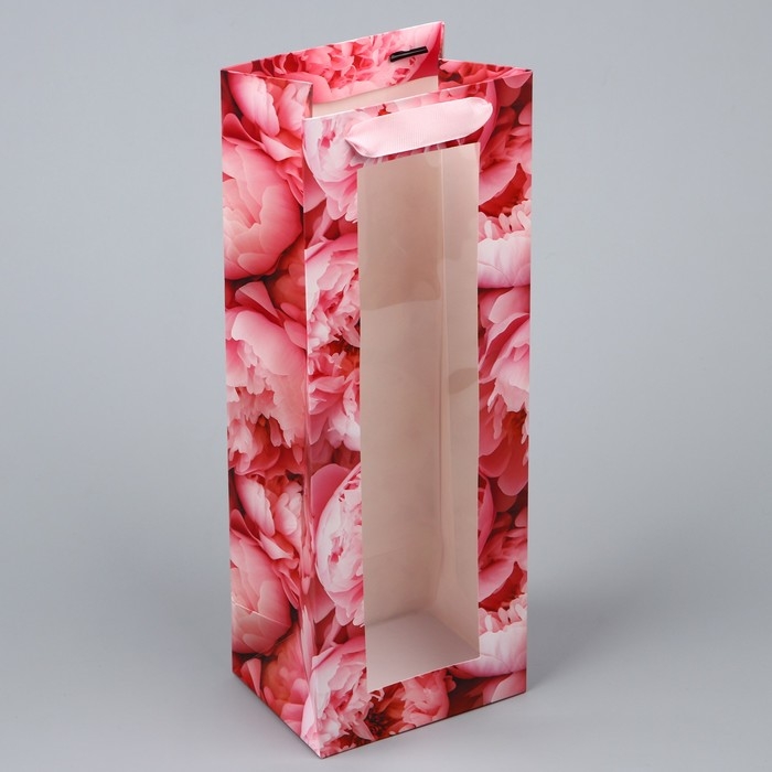 Пакет подарочный под бутылку, упаковка, «Цветы», 36 х 13 х 10 см Пакет подарочный под бутылку, упаковка, «Цветы», 36 х 13 х 10 см