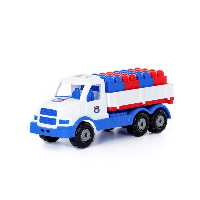 Автомобиль бортовой «Сталкер», цвет бело-синий + конструктор «Юниор», 20 элементов Автомобиль бортовой «Сталкер», цвет бело-синий + конструктор «Юниор», 20 элементов