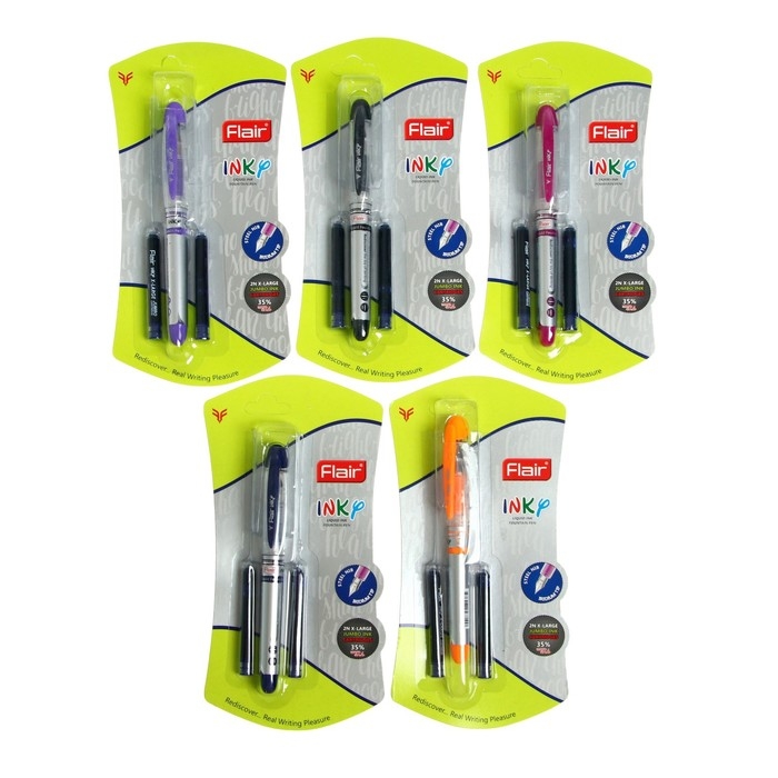 Ручка перьевая Flair Inky + 2 штуки запасных картриджей, МИКС, в блистере Ручка перьевая Flair Inky + 2 штуки запасных картриджей, МИКС, в блистере