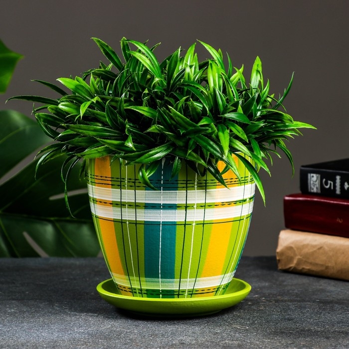 Горшок цветочный Горшок цветочный "Английская клетка" разноцветное, 1,4 л