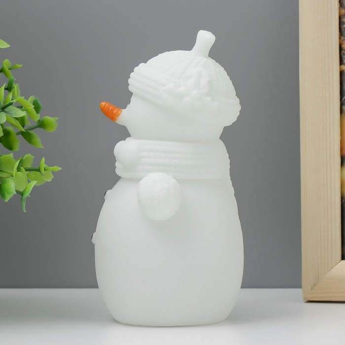 Ночник Ночник "Снеговик в шапке" LED от батареек 3хLR44 белый 7х7х12 см