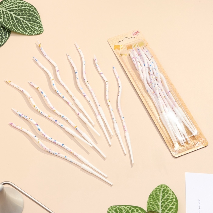 Свечи для торта Свечи для торта "Серпантин. Клякса", 10 шт, белые