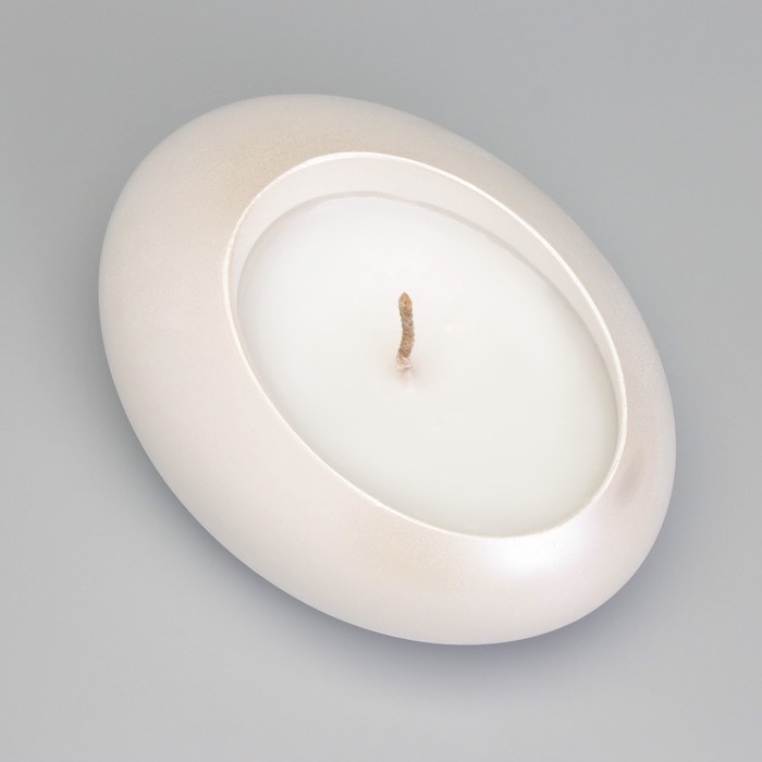 Свеча  Свеча "Капля" в подсвечнике из гипса,14,5х10х6,5см,белый перламутр