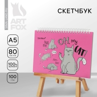 Скетчбук в твердой обложке на гребне CAT А5, 80 л, 100 г/м