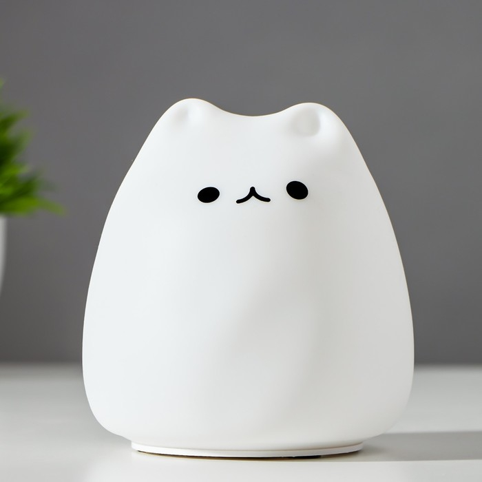 Ночник "Антистресс мякиш котенок" LED RGB от батареек 3ААА 9,5х9,5х10,5 см RISALUX