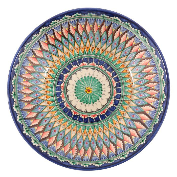 Ляган Риштанская Керамика  Ляган Риштанская Керамика "Узоры", 33 см, глубокий, синий