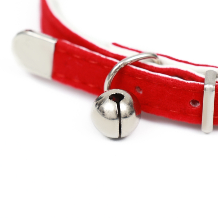 Ошейник бархатистый с сердечками, 32 х 1 см, ОШ 23-29, текстиль и кожзам, красный Ошейник бархатистый с сердечками, 32 х 1 см, ОШ 23-29, текстиль и кожзам, красный