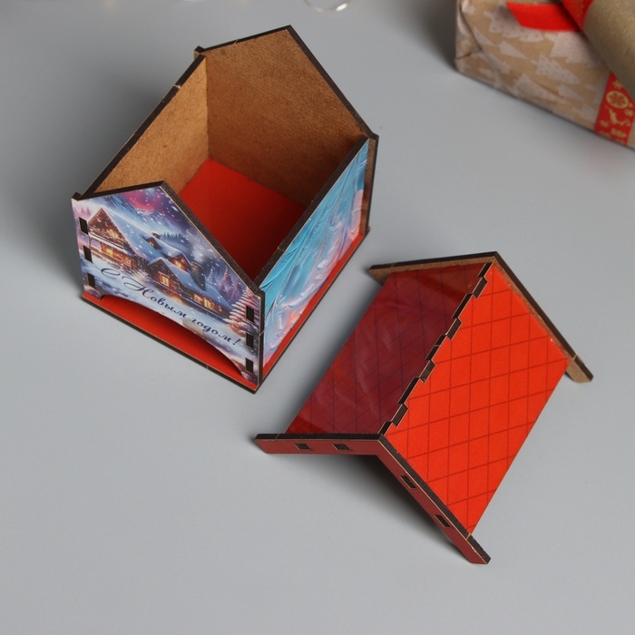 Новогодний чайный домик  Новогодний чайный домик "С Новым годом" 10,5х9,5х12 см