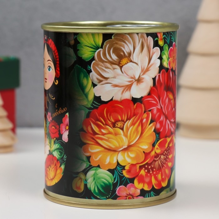 Копилка-банка металл Копилка-банка металл "Матрешка и цветы"