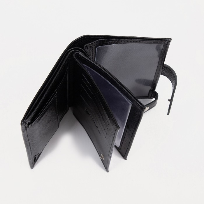 Портмоне мужское на кнопке, отдел для автодокументов и паспорта, цвет чёрный Портмоне мужское на кнопке, отдел для автодокументов и паспорта, цвет чёрный