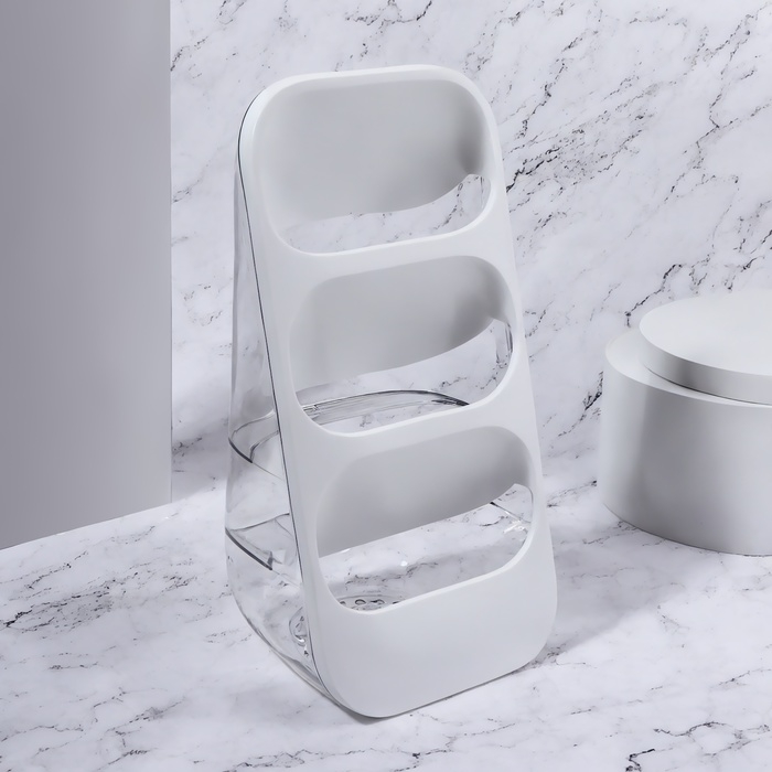 Органайзер для хранения косметических принадлежностей, 3 секции, 16,2 × 13,5 × 33,5 см, цвет белый/прозрачный