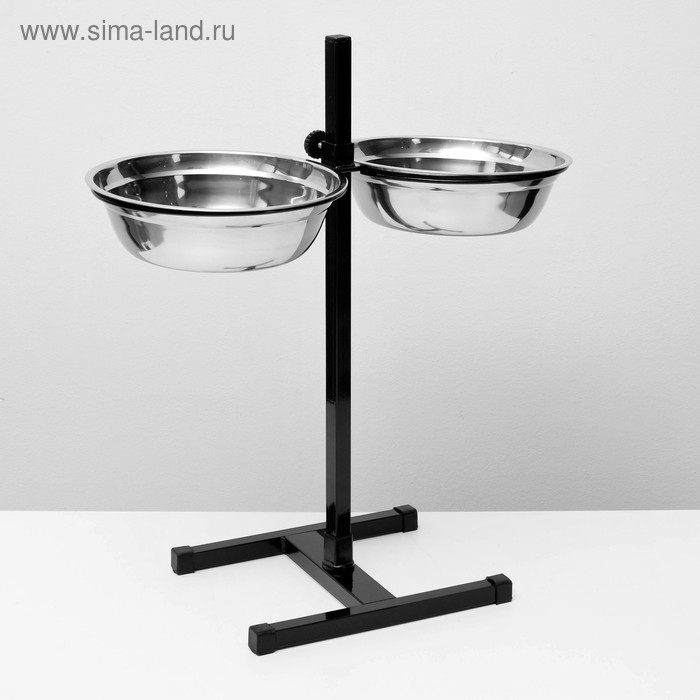 Подставка с мисками, 2 х 2,5 л, высота 60 см, разборная, чёрная Подставка с мисками, 2 х 2,5 л, высота 60 см, разборная, чёрная
