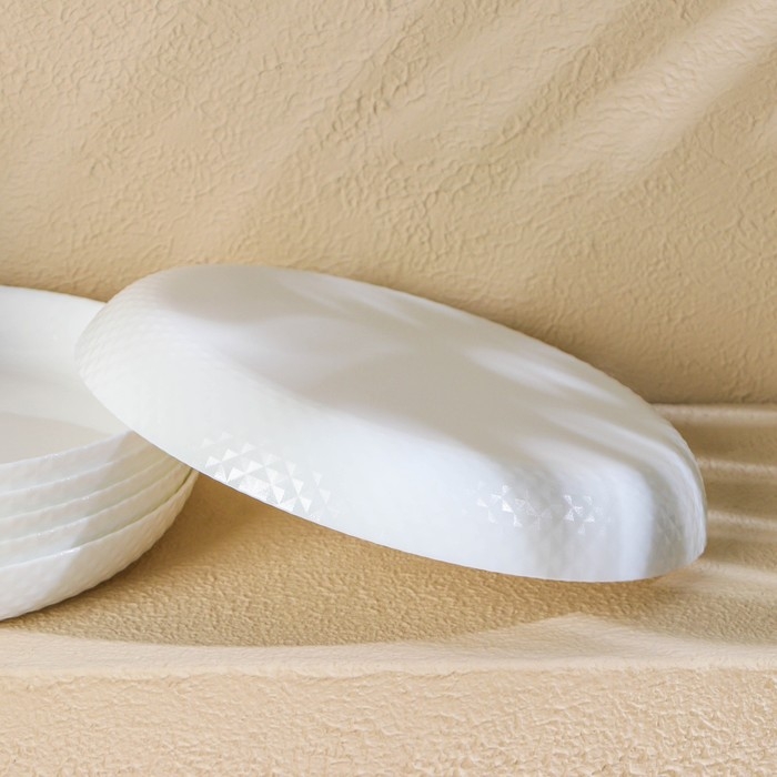 Набор тарелок обеденных Luminarc DIWALI SHELLS, d=25 см, стеклокерамика, 6 шт, цвет белый Набор тарелок обеденных Luminarc DIWALI SHELLS, d=25 см, стеклокерамика, 6 шт, цвет белый