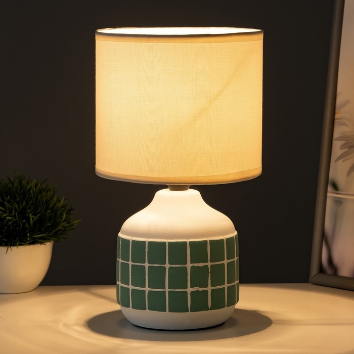 Настольная лампа Настольная лампа "Гликерия" E14 40Вт бело-лазурная 15х15х27 см RISALUX