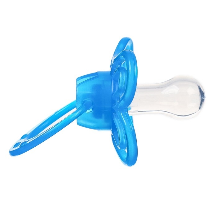 Соска - пустышка силиконовая классическая, от 6 мес.,с колпачком + держатель «Зайка», цвет голубой Соска - пустышка силиконовая классическая, от 6 мес.,с колпачком + держатель «Зайка», цвет голубой