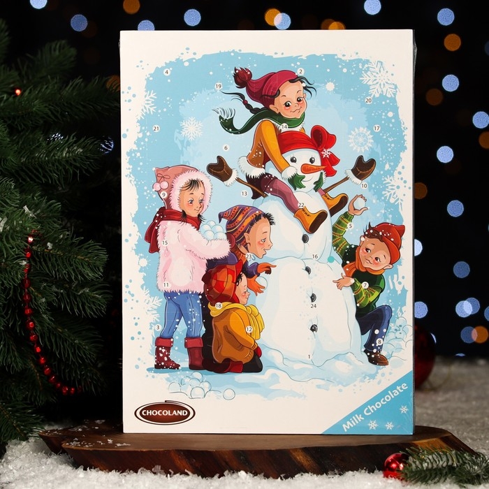 Новый год. Адвент-календарь с мини-плитками из молочного шоколада Chocoland, МИКС, 50 г Новый год. Адвент-календарь с мини-плитками из молочного шоколада Chocoland, МИКС, 50 г