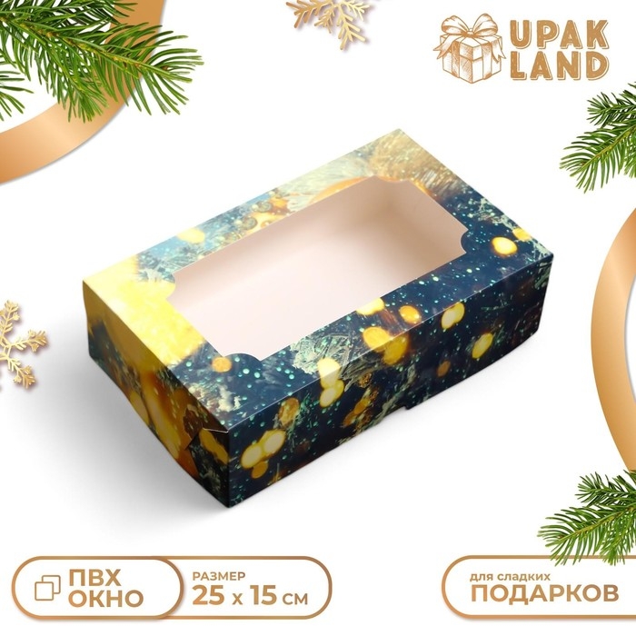 Новый год. Коробка складная, кондитерская упаковка с окном  Новый год. Коробка складная, кондитерская упаковка с окном "Зимняя сказка", 25 х 15 х 7 см