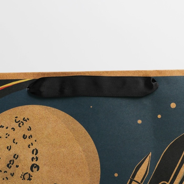 Пакет подарочный крафтовый вертикальный, упаковка, «Космос», L 31 х 40 х 11,5 см