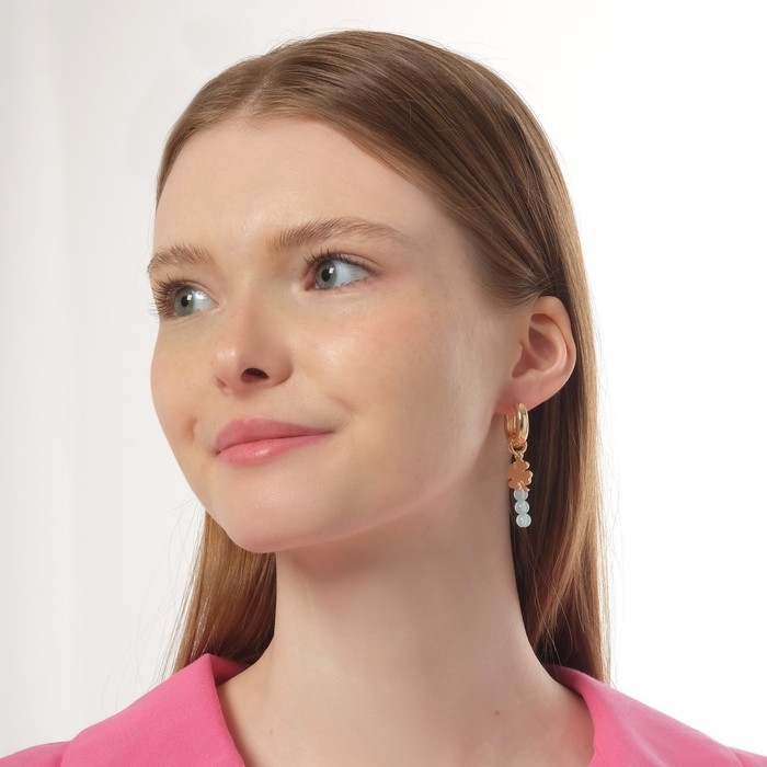 Серьги со съёмным элементом «Трансформер» крестик, цвет бело-синий в золоте Серьги со съёмным элементом «Трансформер» крестик, цвет бело-синий в золоте