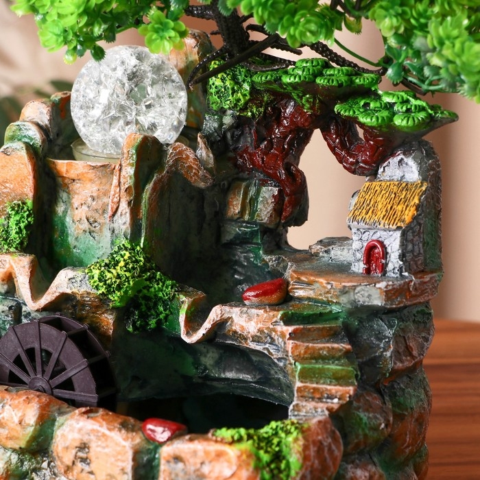 Фонтан Фонтан "Дерево на камнях, домик с лестницей" 14х19х20 см (с подсветкой)