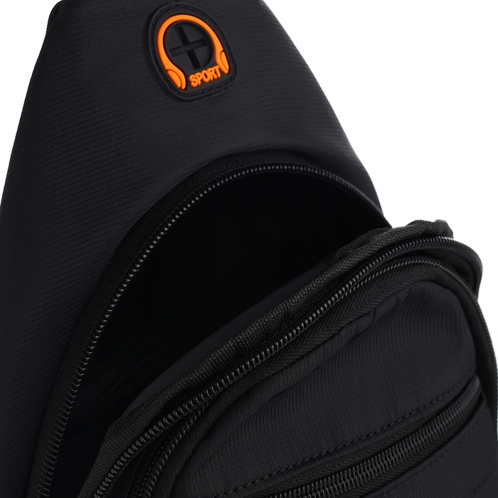 Сумка-слинг из текстиля, 3 наружных кармана, цвет чёрный Сумка-слинг из текстиля, 3 наружных кармана, цвет чёрный