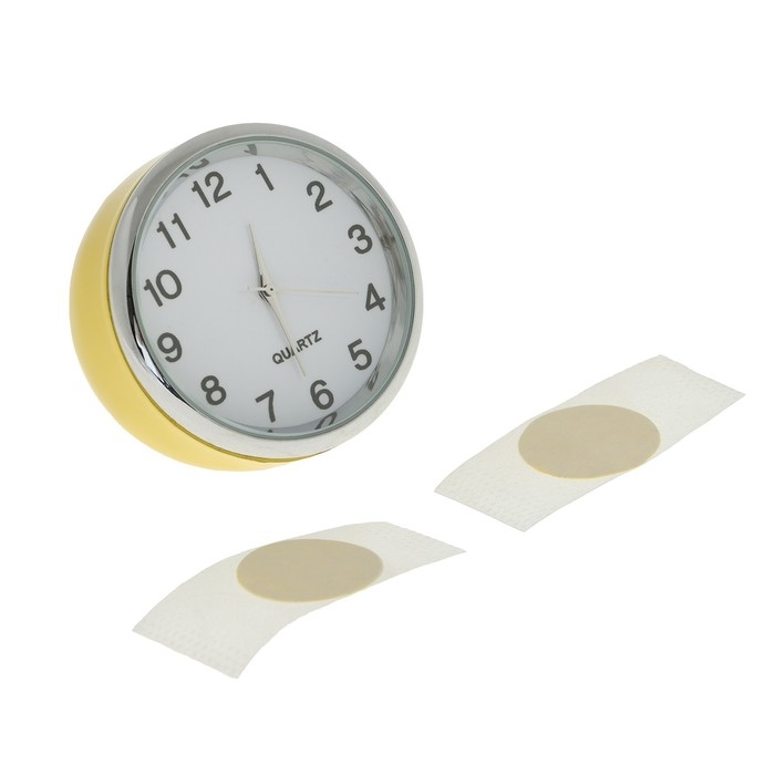 Часы автомобильные, внутрисалонные, d 4.5 см, желтые Часы автомобильные, внутрисалонные, d 4.5 см, желтые