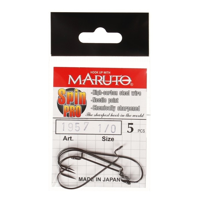 Крючки офсетные Maruto, серия Spin Pro 1957, цвет BN, № 1/0, 5 шт. Крючки офсетные Maruto, серия Spin Pro 1957, цвет BN, № 1/0, 5 шт.