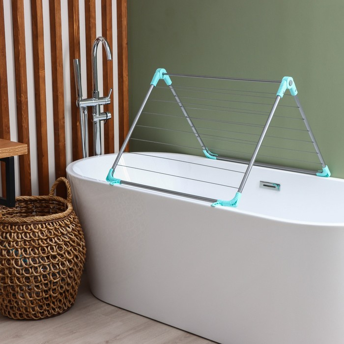 Сушилка для белья на ванну складная, рабочая длина 10 м, цвет МИКС Сушилка для белья на ванну складная, рабочая длина 10 м, цвет МИКС