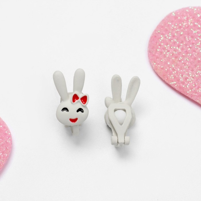 Клипсы детские «Выбражулька» зайчики, цвет белый Клипсы детские «Выбражулька» зайчики, цвет белый