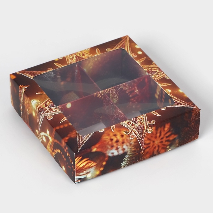 Новый год. Коробка под 4 конфеты Новый год. Коробка под 4 конфеты "Новогодняя звезда", 12,6 х 12,6 х 3,8 , кондитерская упаковка