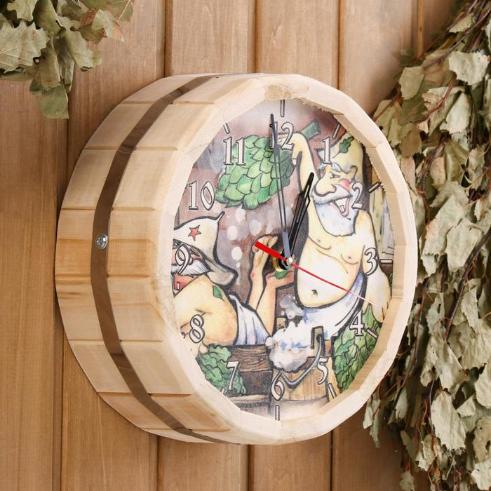 Часы банные  Часы банные "Друзья в парилке" с рисунком