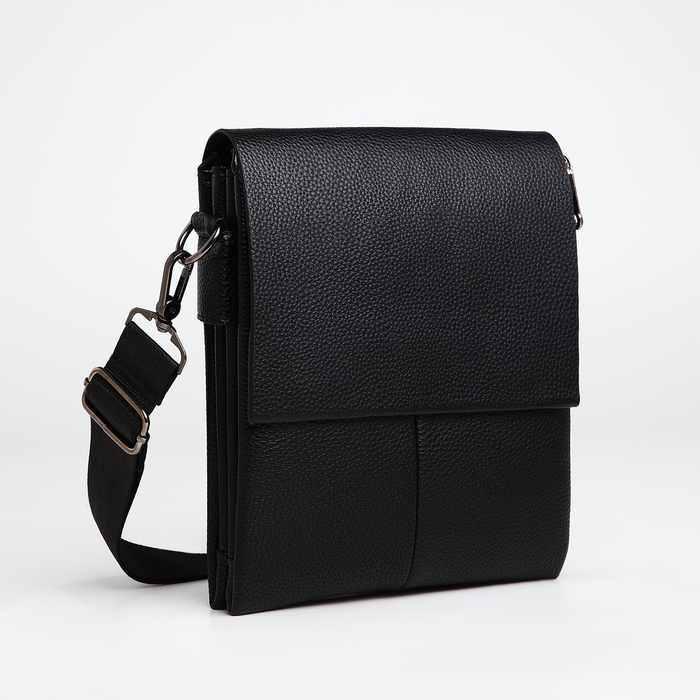 Сумка мужская через плечо TEXTURA, наружный карман, цвет чёрный Сумка мужская через плечо TEXTURA, наружный карман, цвет чёрный